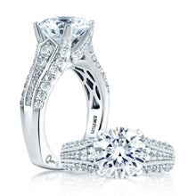 A.Jaffe Engagement Rings Three Row Designer Studded Prong Engagement Ring MES267/405