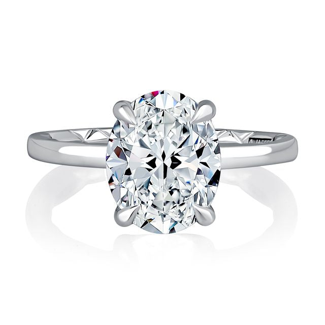 A.Jaffe Engagement Rings Oval Center Diamond Solitaire Engagement Ring with Hidden Halo MECOV3030Q/156