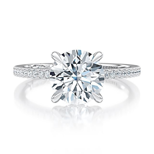 A.Jaffe Engagement Rings Hidden Halo Round Engagement Ring with Pave Band MECRD2569/171