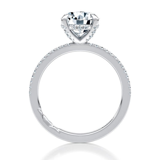 A.Jaffe Engagement Rings Hidden Halo Round Engagement Ring with Pave Band MECRD2569/121