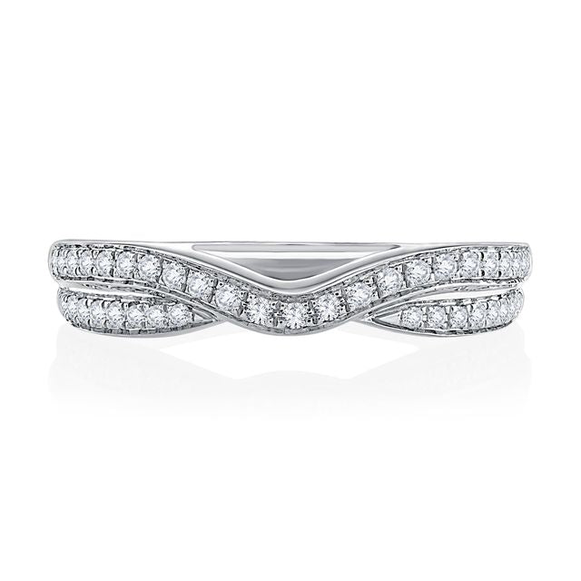 A.Jaffe Stackable Rings Curved Two Row Diamond Wedding Band WR1000/22