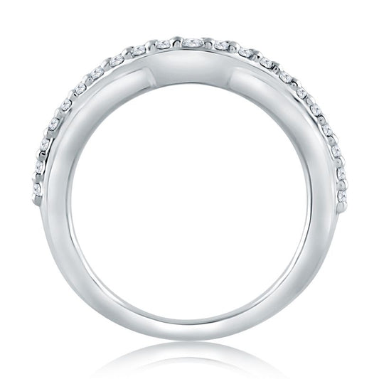 A.Jaffe Stackable Rings Curved Diamond and Polished Wedding Band WR0971/25