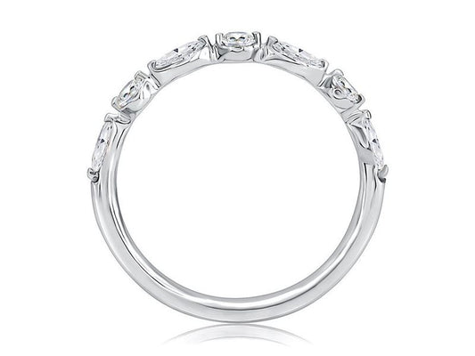 A.Jaffe Stackable Rings Delicate Halfway Alternating Round and Marquise Diamond Wedding Band WRC1373H/43