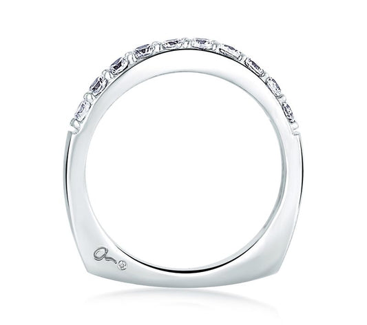 A.Jaffe Wedding Bands Classic Eleven Diamond Shared Prong Band with A.JAFFE Signature Shank MRS078/26