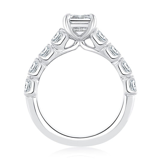 A.Jaffe Engagement Rings Emerald Cut Diamond Engagement Ring with East West Emerald Diamond Accents Band MECEC2822/320