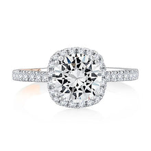 A.Jaffe Engagement Rings Cushion Shaped Halo Round Center Diamond Engagement Ring with Pave Band MECRD2546/135