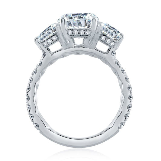 A.Jaffe Engagement Rings Three Stone Round Engagement Ring with Diamond Band ME1871Q/308