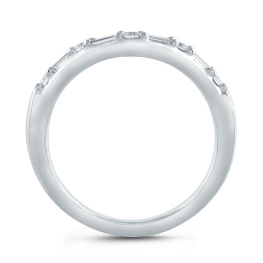 A.Jaffe Stackable Rings Alternating Round and Baguette Diamond Curved Band WR0981/24