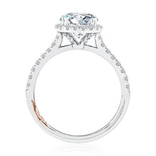 A.Jaffe Engagement Rings Cushion Shaped Halo Round Center Diamond Engagement Ring with Pave Band MECRD2546/135