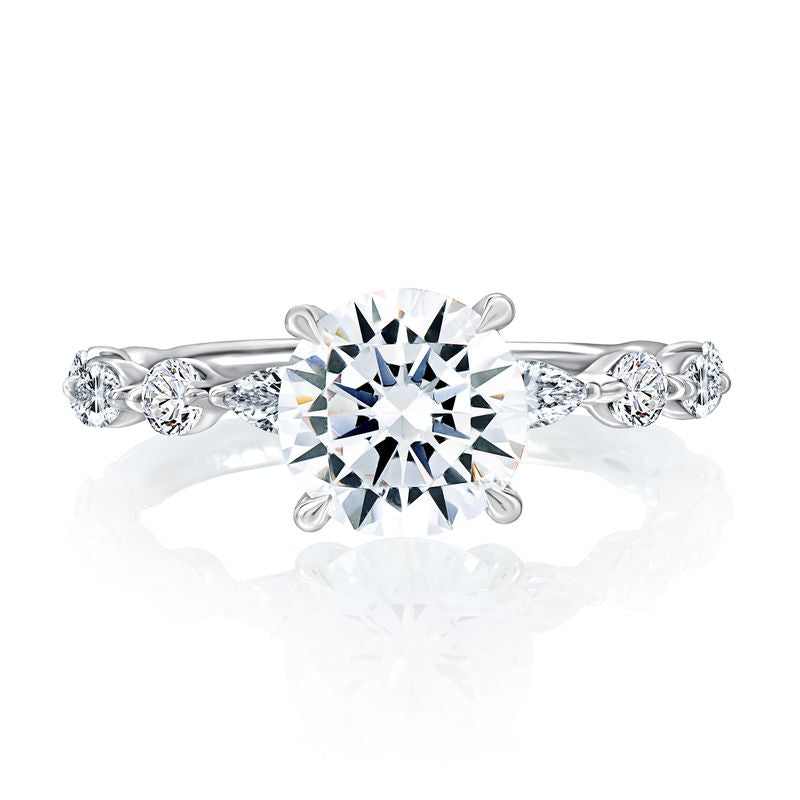 A.Jaffe Engagement Rings Classic Round Center Stone Diamond Engagment Ring with Alternating Shape Stones Band MECRD2929T/262