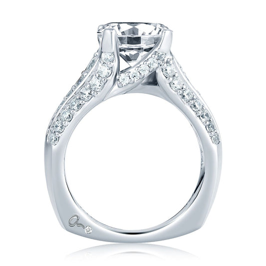 A.Jaffe Engagement Rings Three Row Designer Studded Prong Engagement Ring MES267/405