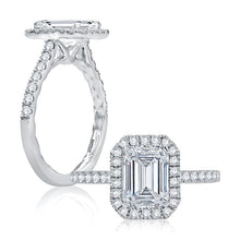 A.Jaffe Engagement Rings Emerald Cut Diamond Halo Engagement Ring with Quilted Interior ME2051Q/201B