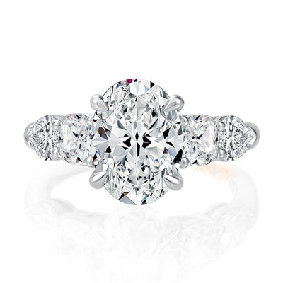 A.Jaffe Engagement Rings Modern Five Stone Diamond Engagement Ring with Round and Pear Shaped Stones MECOV3009L/306