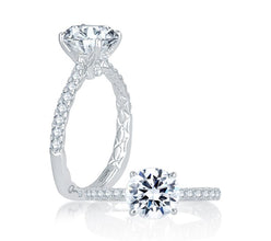 A.Jaffe Engagement Rings French Pave Round Center Diamond Quilted Engagement Ring MES755Q/176