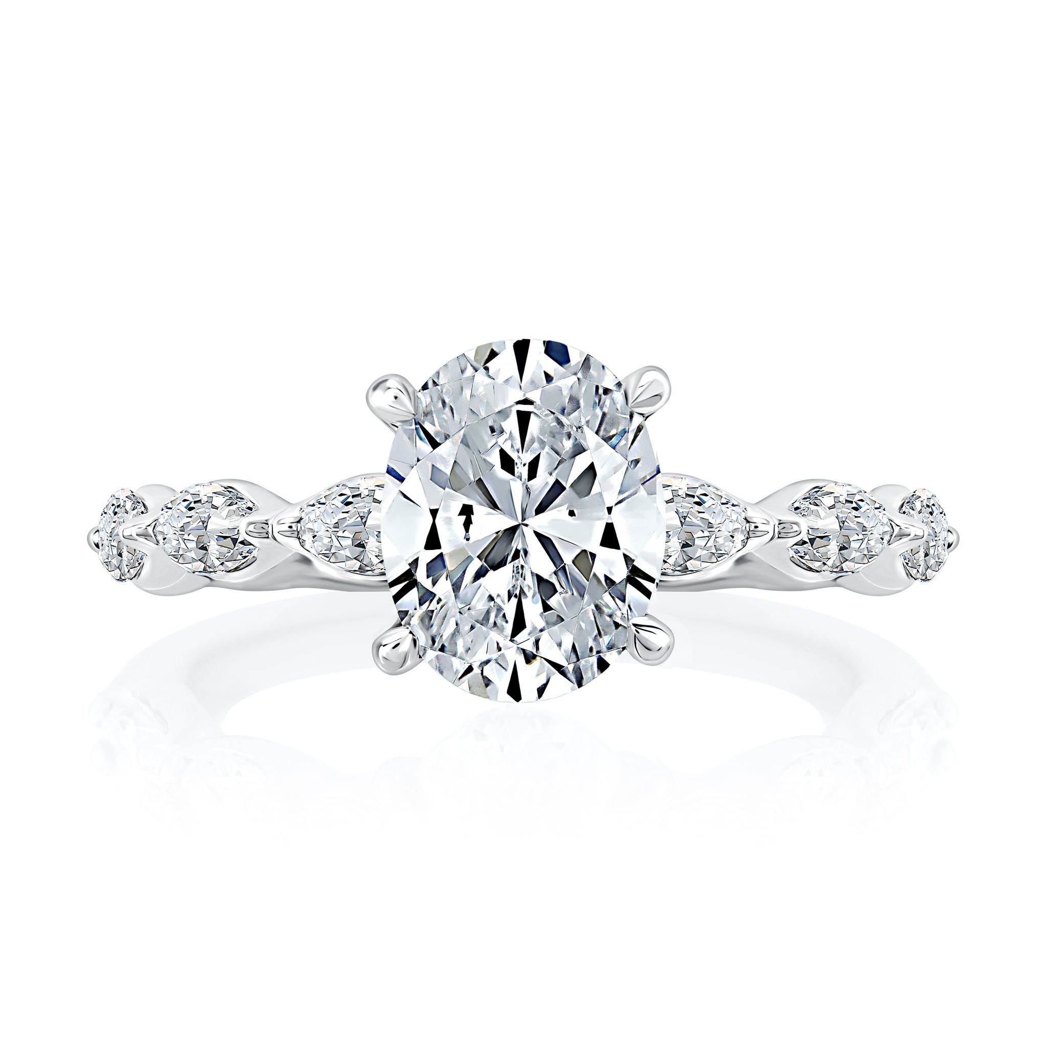 A.Jaffe Engagement Rings Four Prong Oval Center Diamond Engagement Ring MECOV2851/230B