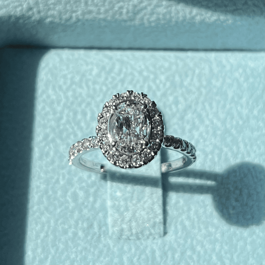 L’Amour Crisscut Oval Brilliant Diamond Ring w/ Halo & Diamond Band Accents LG538265143