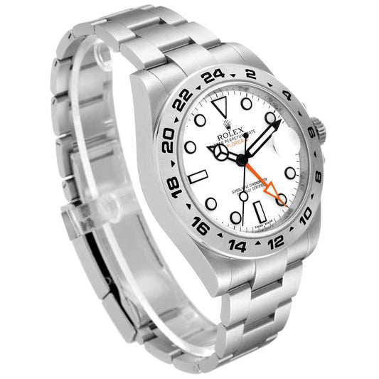 Rolex Explorer II 42 White Polar Dial Orange Hand Steel Mens Watch, Box Card 216570
