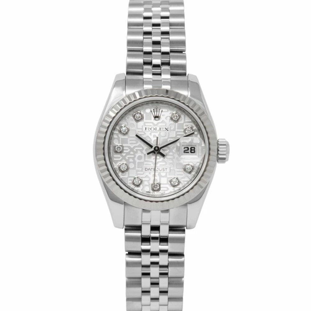 Rolex Lady DateJust Silver Motif Diamond Dial 179174