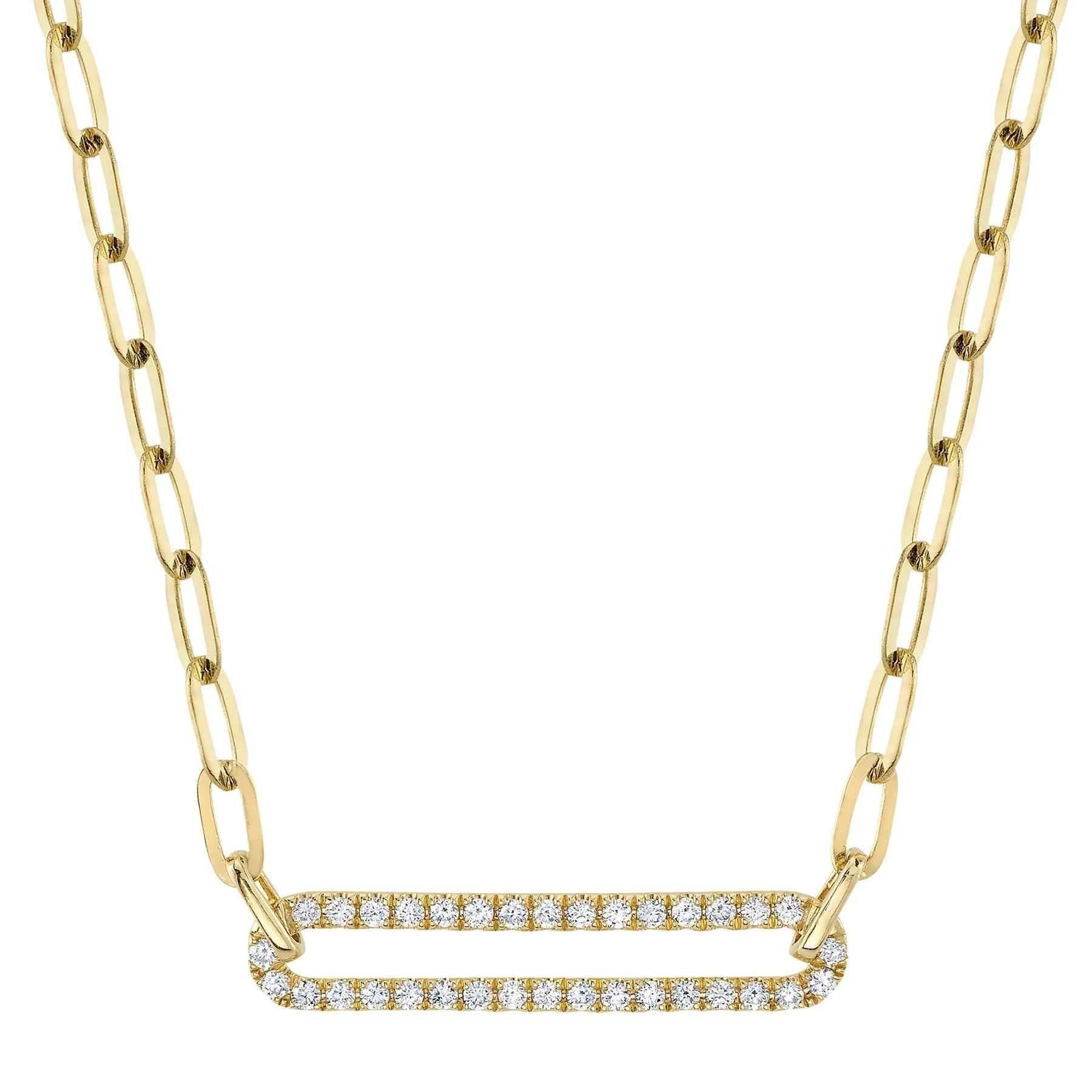Diamond Paper Clip Link Necklace 4690107